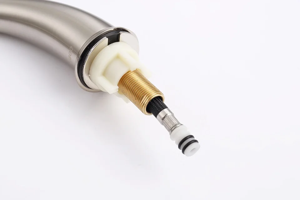 Brushed Nickel Bathroom Faucet, Bathroom Vanity Sink Faucets with Pop-up Drain and Supply Hoses Two Handles Widespread 8 Inch