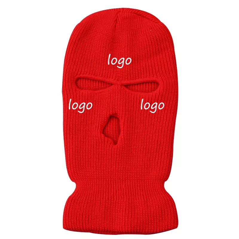 Designer Custom Embroidery Logo Full Face Cover Rapper Bandit Knit Skimask Embroidered Balaclava Ski Mask
