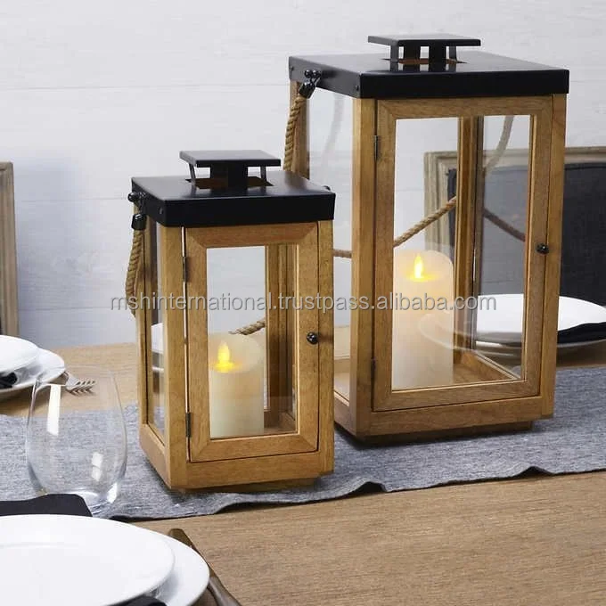 Wooden Design Candle Lantern Home Decoration Metal Candle Holder Black Moroccan Lantern T Light Lantern By Arts Impression