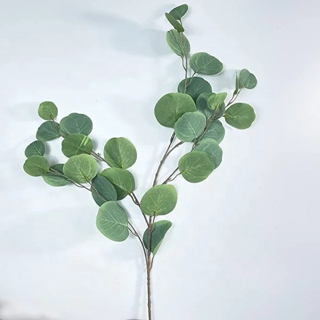 Artificial silk Eucalyptus Stems Leave Real Touch Leaf Faux Tall Greenery Branches for Wedding Bouquet Centerpiece  Flower Arran