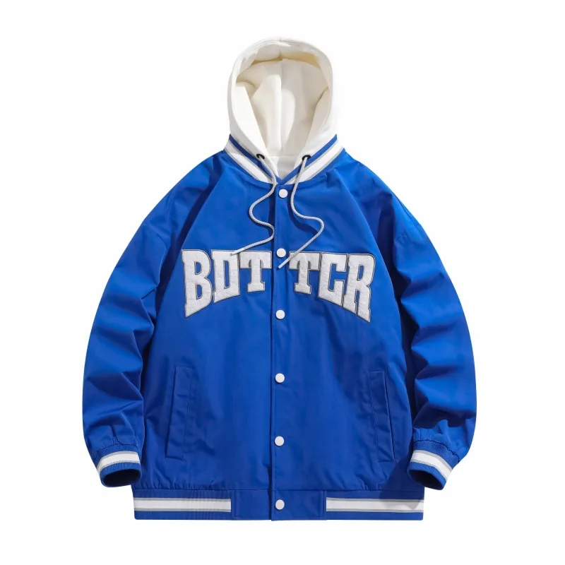 Low MOQ wholesale unisex slim fit color block warm baseball jacket fashion mens thick cotton embroidered patch varsity jacket