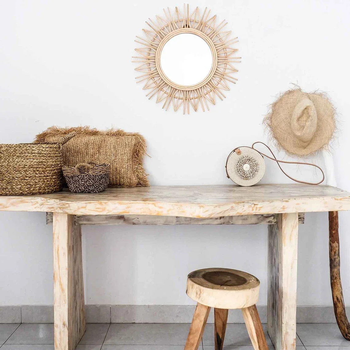 New Design Luxury Custom handmade rattan wall arch mirror hanging rattan wall mirror made in Vietnam