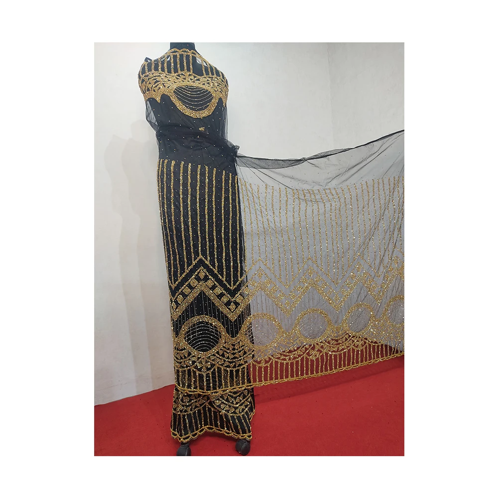 Wholesale Supplier George Fabric with Sequin African George Wrapper From India