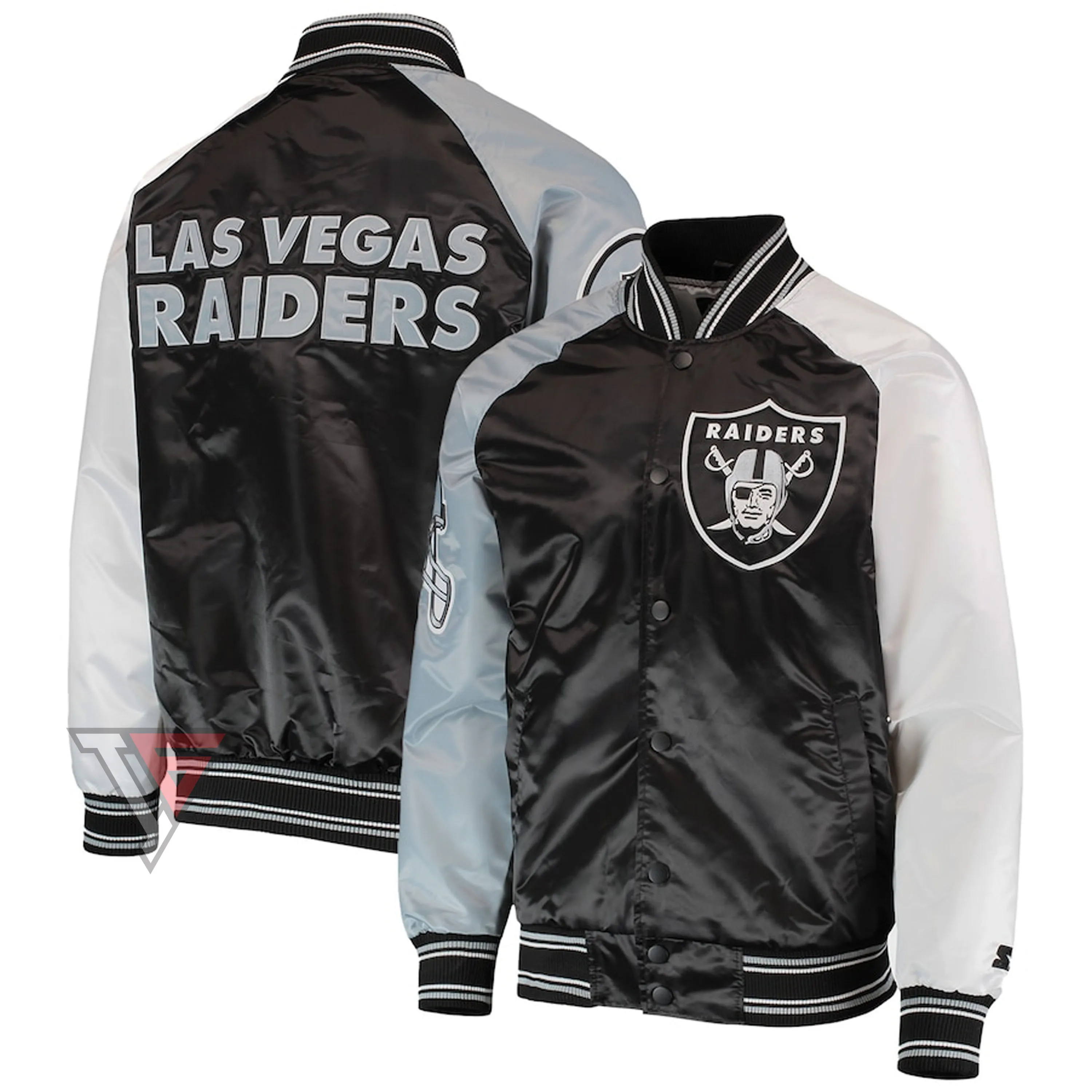 Customized Design Team Name & Number Starter bomber jackets / Las Vegas Raiders Starter Satin bomber Jacket
