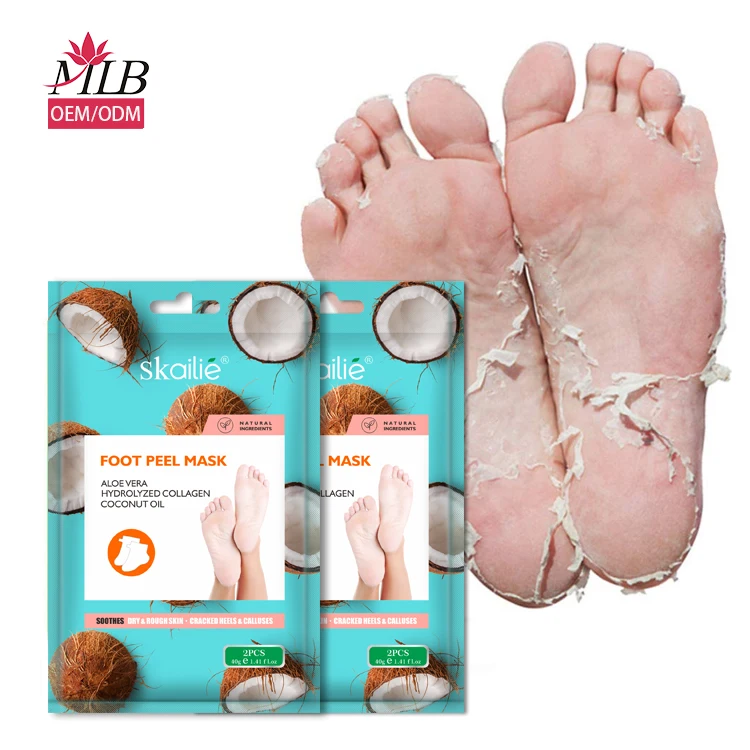OEM Private Label Organic Removal Calluses Crack Moisturizing Natural Peeling Exfoliating Coconut Foot Peel Mask