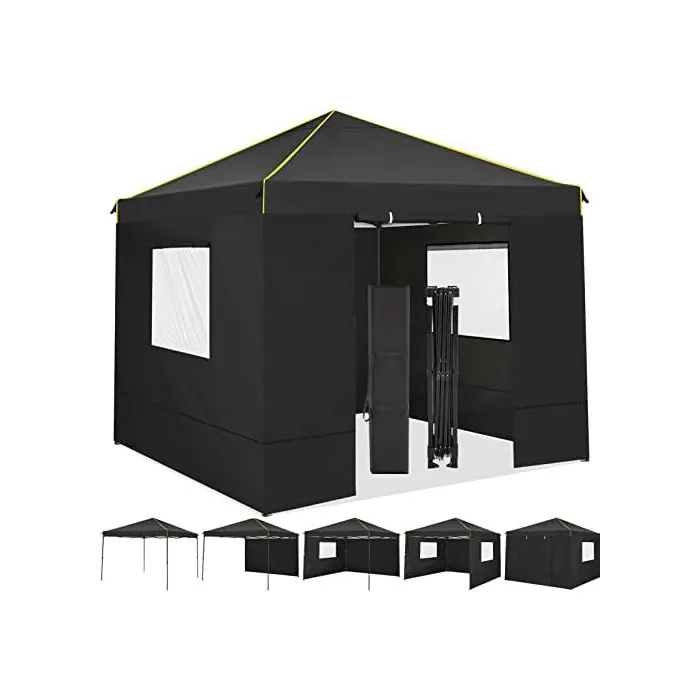 China Manufacturer Wholesale 10x10ft  Outdoor Roof Car Shade Parking Tent Waterproof Fabric Unprinted Plain Black Canopy Tent