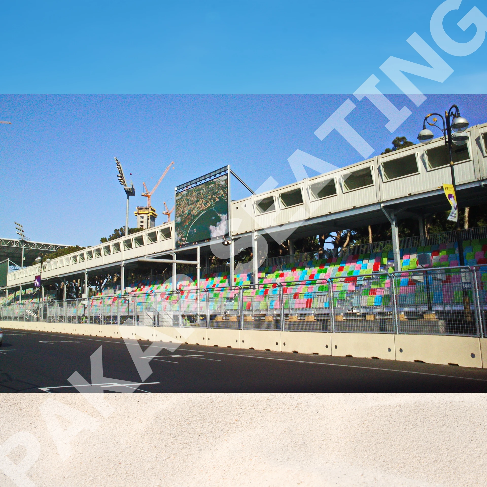 Portable Grandstand for Auto Moto Racing Indoor Outdoor Sports Events & F1 Races with Roof Bleacher & Staircases CN Plug Type