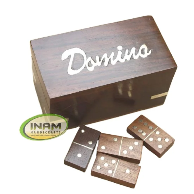 Набор деревянных коробок домино ручной работы с 28 игральными ЧИПАМИ латунной работой деревянная коробка и чипсы лучший подарок