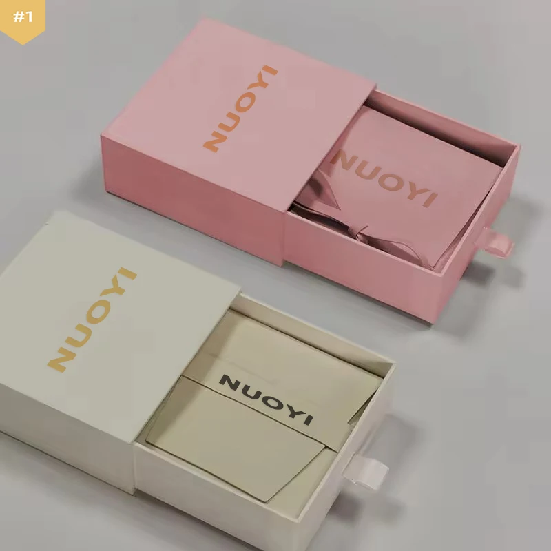 Custom Small Pink Sliding Jewellery Paper Cardboard Ring Drawer Packaging Jewelry Box And Bag With Logo Printed