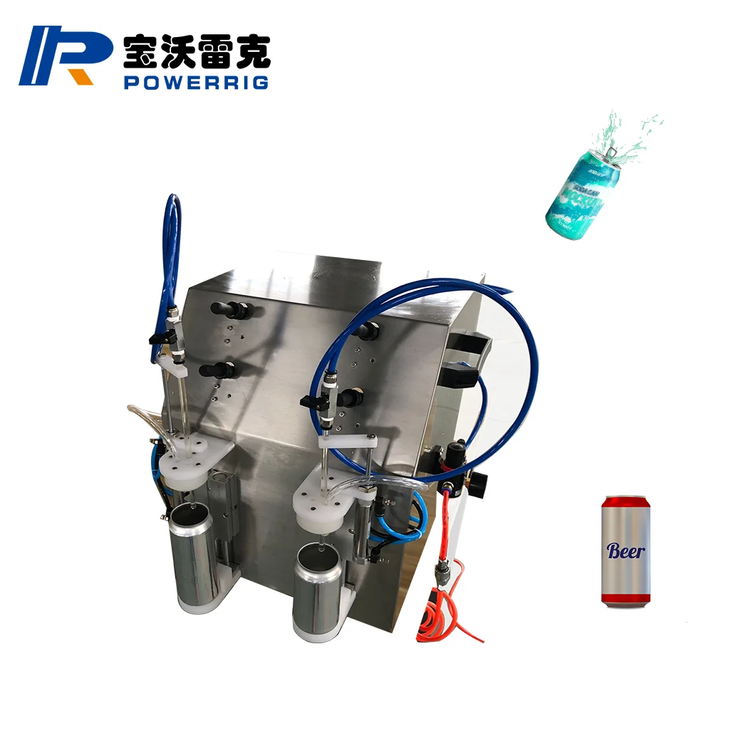 Semi automatic water soda energy carbonated soft drink beverage isobaric small plastic aluminum can manual beer filling machine