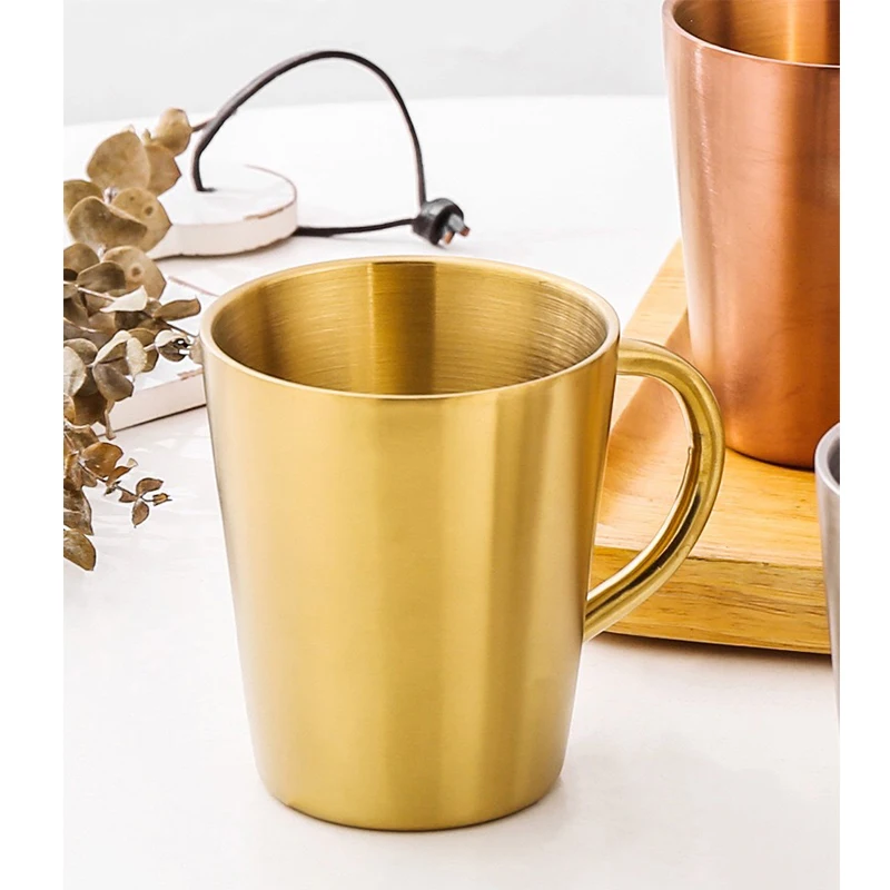 Модная поилка на заказ металлическая походная Золотая кружка Высококачественная многоразовая для пива кемпинга воды нержавеющая сталь кофейная чашка