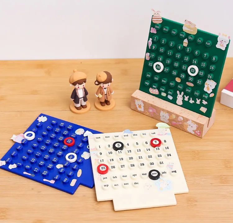2025 Creative Desk Decoration Ring Acrylic Perpetual Calendar Diy Ring Wood Calendar For Gift