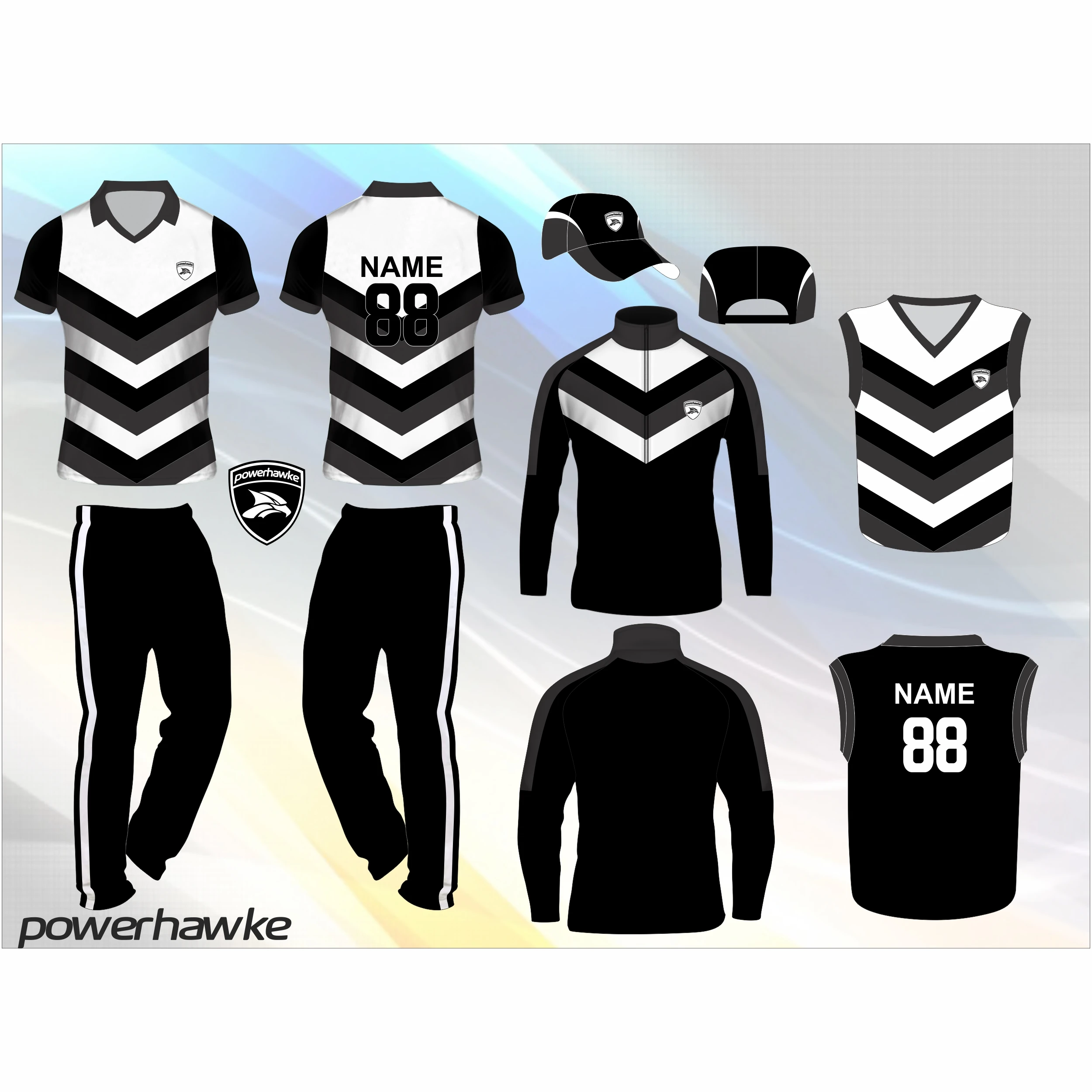 Powerhawke Full Cricket Collar Jersey Trousers Pants Set available in Different Colors and also with Customized Logo