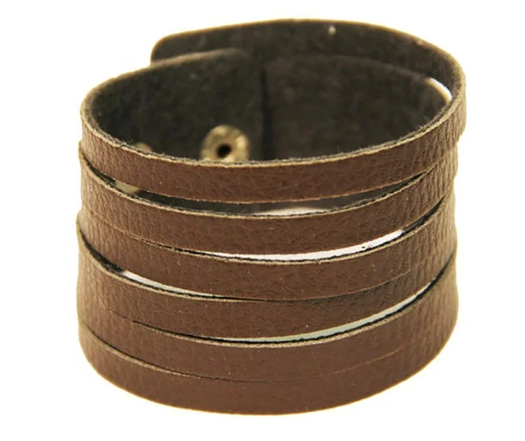 Hand Made Leather Bracelet  Leather Wrist Cuff Bands Men Bracelet