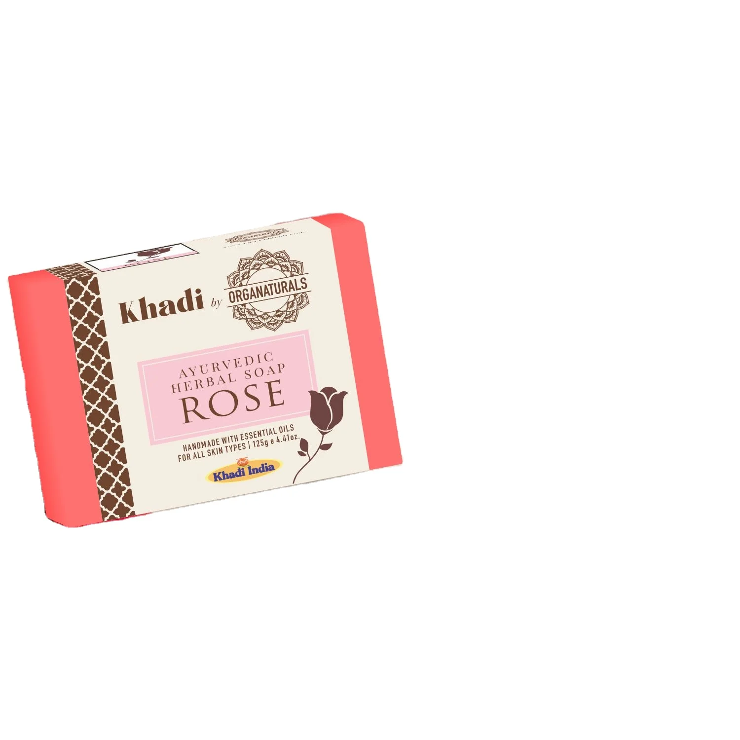 Khadi Ayurvedic Rose Handmade Soap for Bath Moisturizing & Deep Cleansing Suitable for All Skin type - 125g