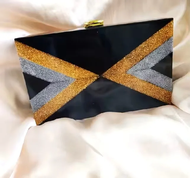 Printed resin clutch Size inch Feature Fine Finishing Luxury Clutch Made By Resin Wooden Metallic Custom Color & Shape