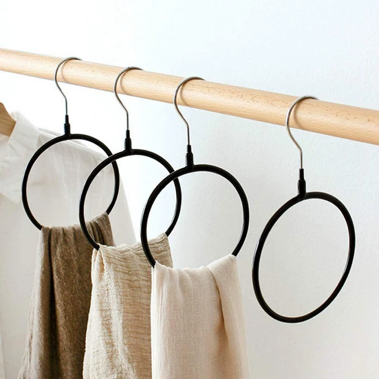 Scarf Belt Organizer Nonslip Ring Hanger Loop Rack Silk Scarf Display Stand Tie Circle Creative Rack Black and White