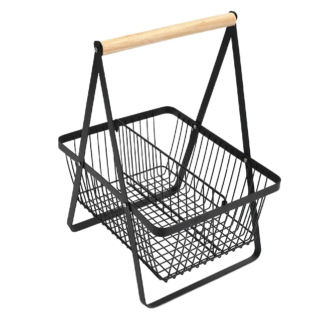 High Quality Trendy Designed Metal Wire & Rattan Fruit Basket for Home & Kitchen Use for Exporters