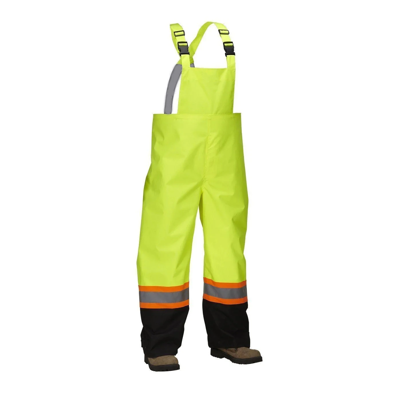 High Visibility Bib Pant Safety Rain Gear Hi Vis, Waterproof, Reflective, Work Overalls for Men Orange, Yellow-Green