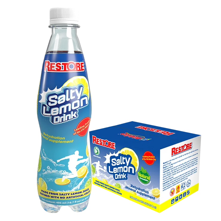 Custom Sticker Salty Lemon Juice Bottle 495ml Natural Fermented Refined With No Artificial Color Carbonated Soft Drinks