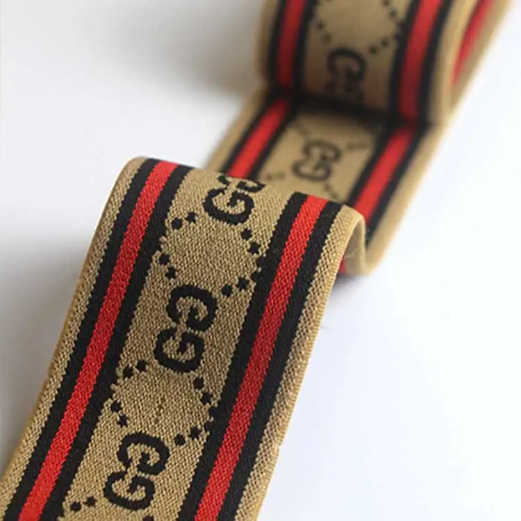 Custom Fashion Label Nylon/polyester Knitted Jacquard Ribbon Soft Elastic Band for Underwear Boxer Waist Band Belt Custom Logo