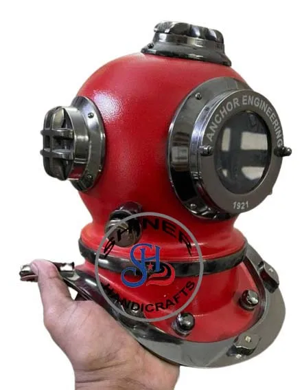 Шлем морской якорь инженер 1921 для дайвинга шлем знак V глубокого твердый Алюминиевый Красный Полированный