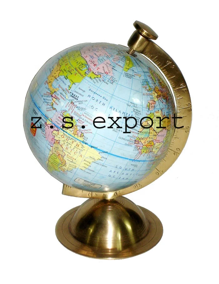 World Map Globe Teaching Constellation Educational  New Plastic Ball and wooden base Map World Globe with Metal base