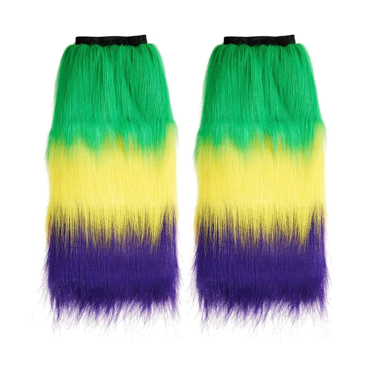 Haiwin Party Furry Costume Leggings Fluffy white Black Faux Fur Leg Warmers For Women And Girls