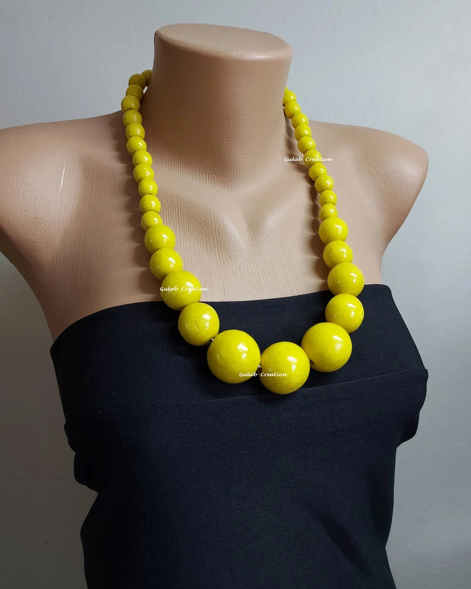 Eco friendly jewelry Red wooden Big bold bead Statement necklace available in all color at affordable rate By ZAMZAM IMPEX