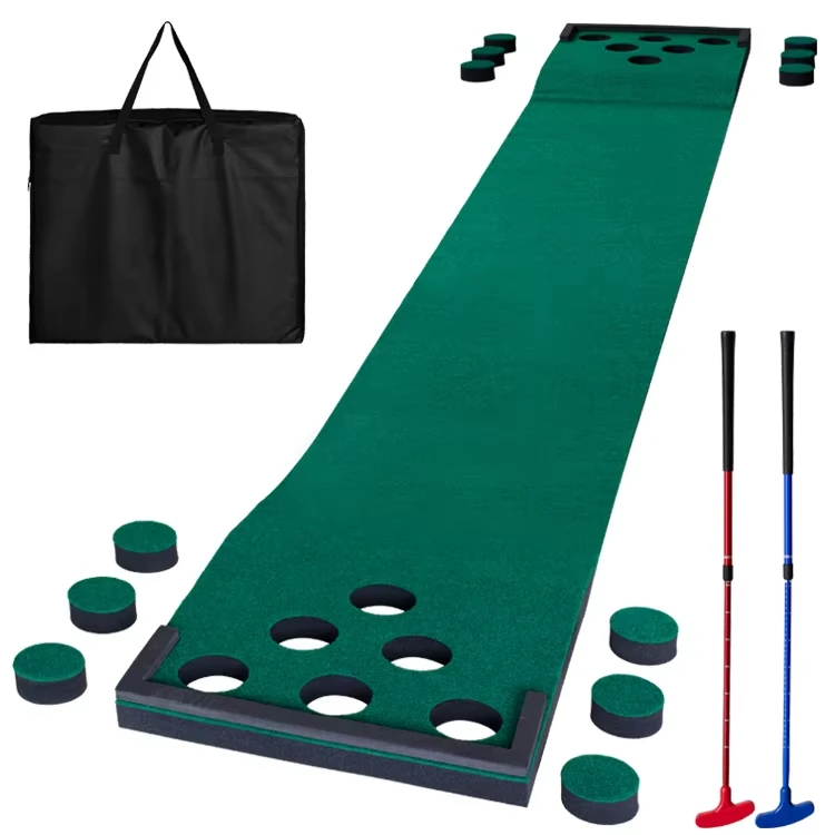 Portable Golf Yard Games Set 12 Holes Putting Green Mat Golf Putters Putting Game Practice Training Aid