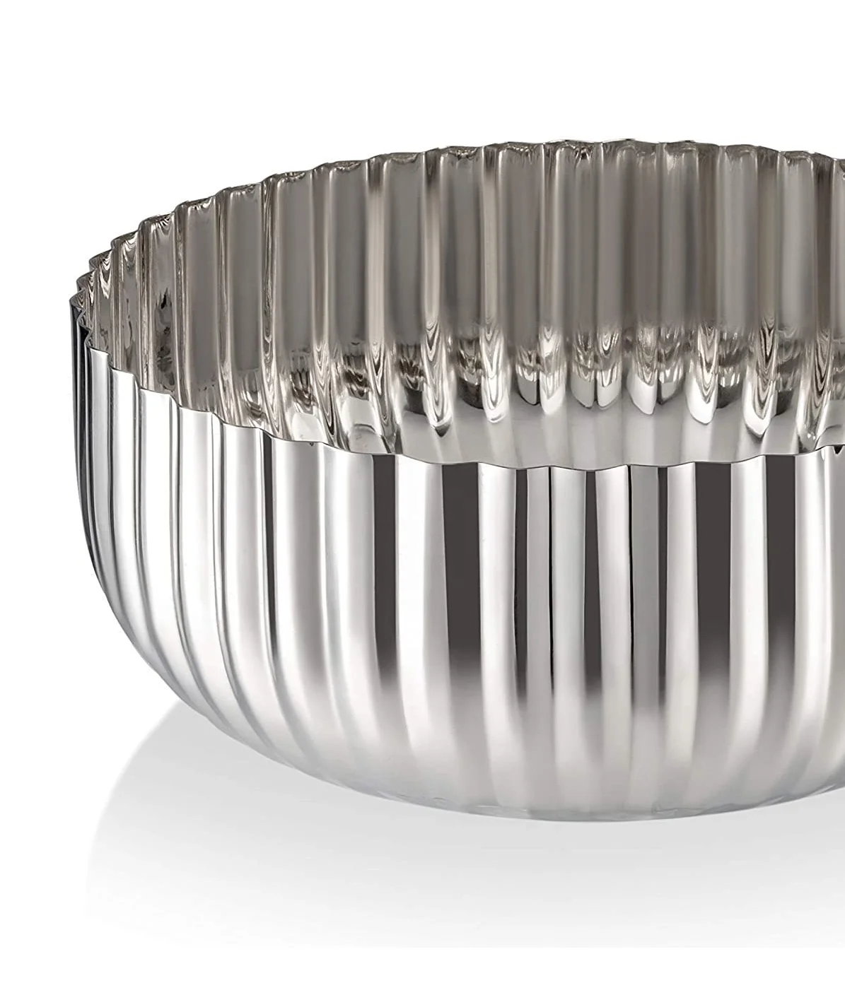 Сервировочная чаша серебристого цвета с волнистыми краями декоративная дизайнерская кухонная посуда Высококачественная из чистой нержавеющей стали для сервировки фруктов