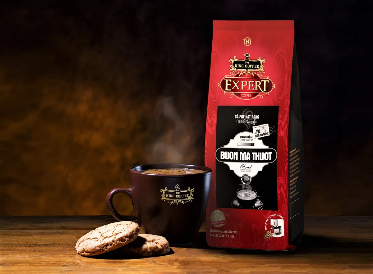 KING COFFEE -  HOT SALE Rich and Intense 1 kg Premium Buon Ma Thuot Whole Bean Coffee Bag Vietnamese Bean Coffee