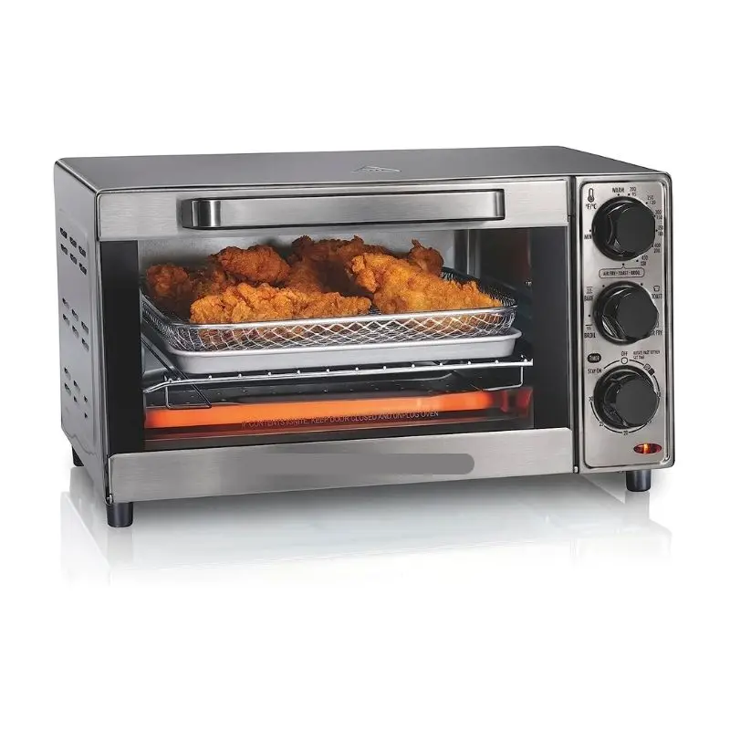 Toaster Oven Air Fryer Combo, Fits 9 Pizza, 4 Slice Capacity, Powerful Circulation, Auto Shutoff, Stainless Steel