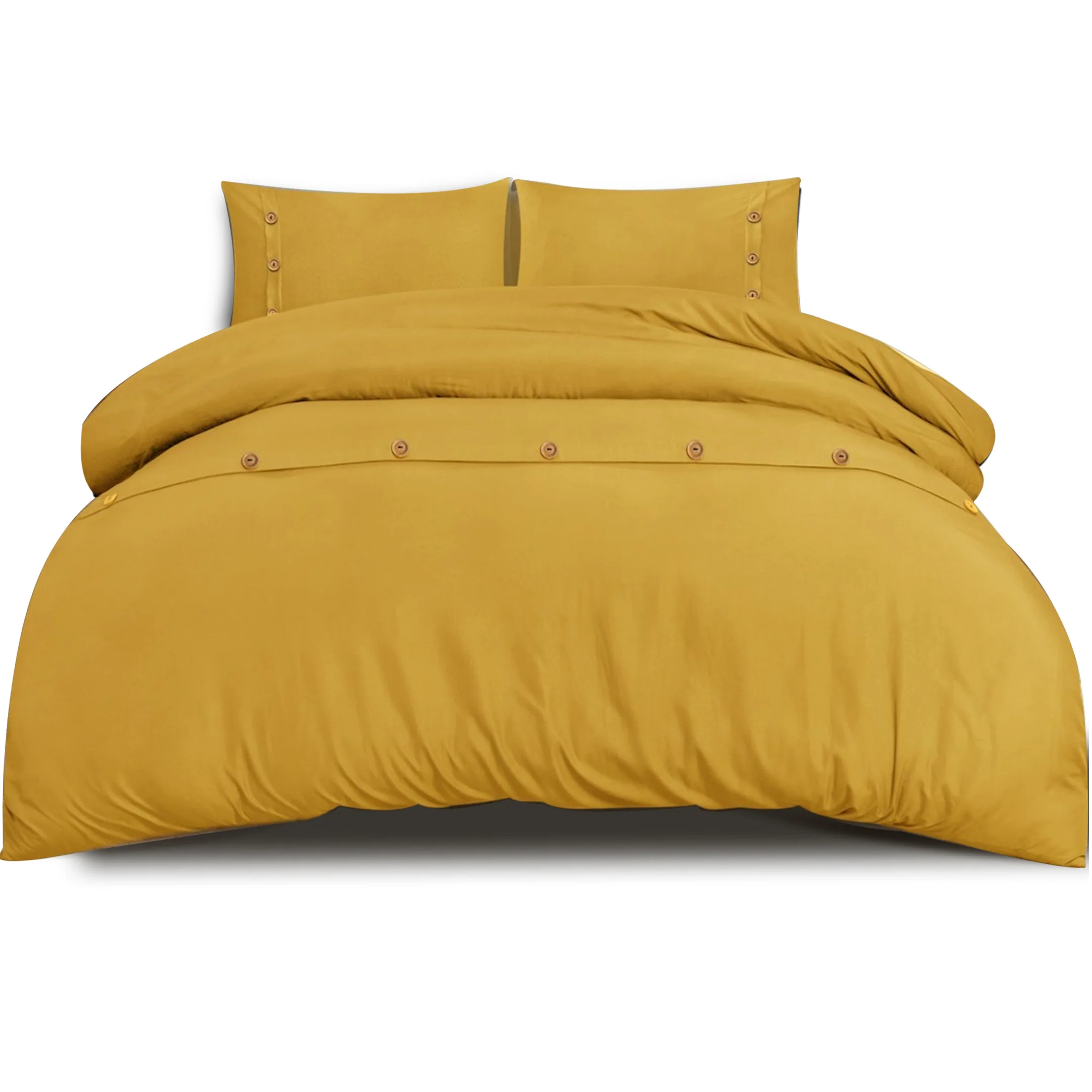 Wood Button Style Ochre duvet cover set Microfiber Duvet Set bedding wholesale 100% premium quality duvet bedding set covers