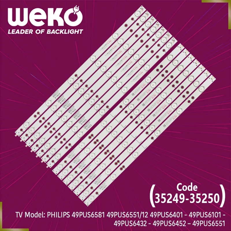 TV LED BACKLIGHT- GJ-2K16-490-D712-P5-R - 01N22 - 50.2 CM 6 LEDS-GJ-2K16-490-D712-P5-L - 01N21 - 50.6 CM 6 LEDS- TOTAL 14 PCS