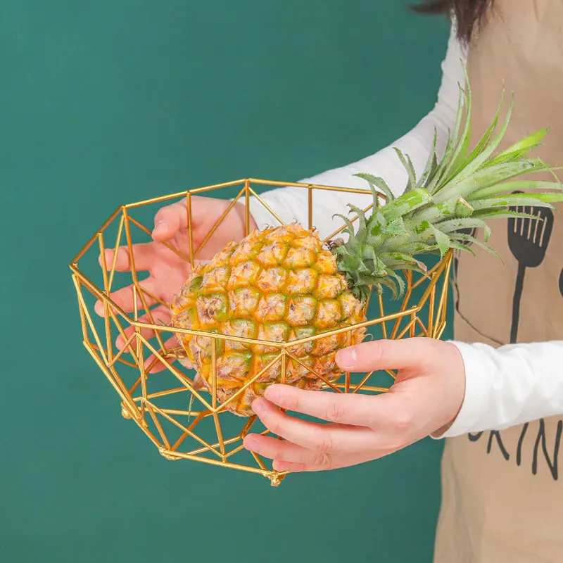 Creative Wire Countertop Golden Iron Vegetable Storage Fresh Gift Storage Metal Mesh Kitchen Fruit Basket