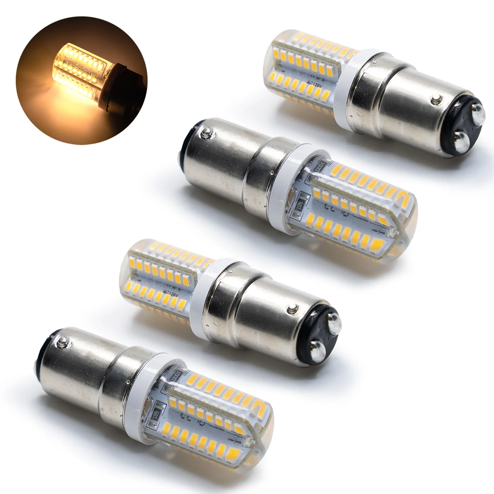 Sewing Machine Light Bulb Double Contact BA15D Push in Bulb Daylight Warm White 120V for SINGER for Brother for Janome PA