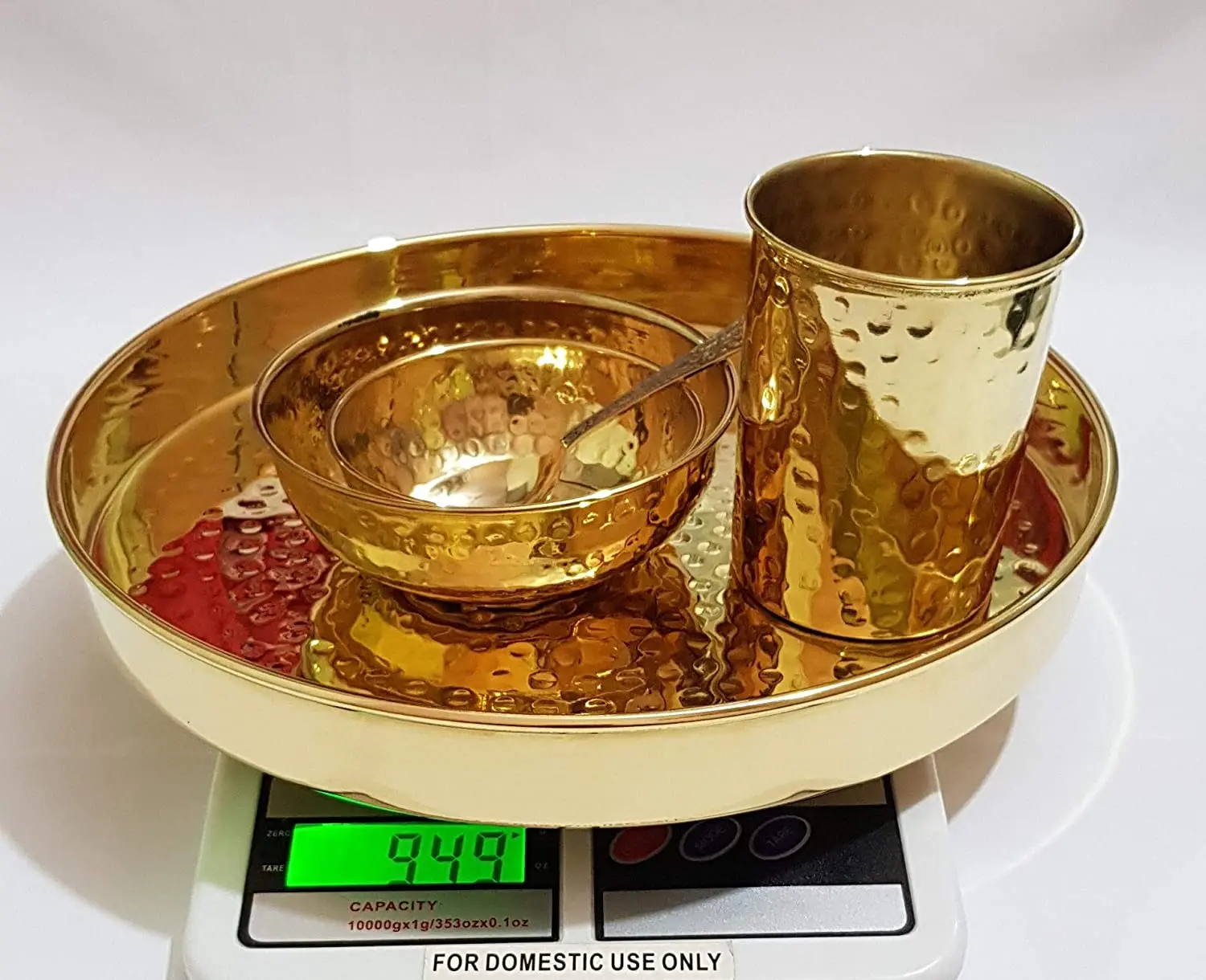 Promotional Wholesale Export High Quality Home Kitchen Custom Cooking Pot Brass Dinner Thali Set -5 Pieces, Gold