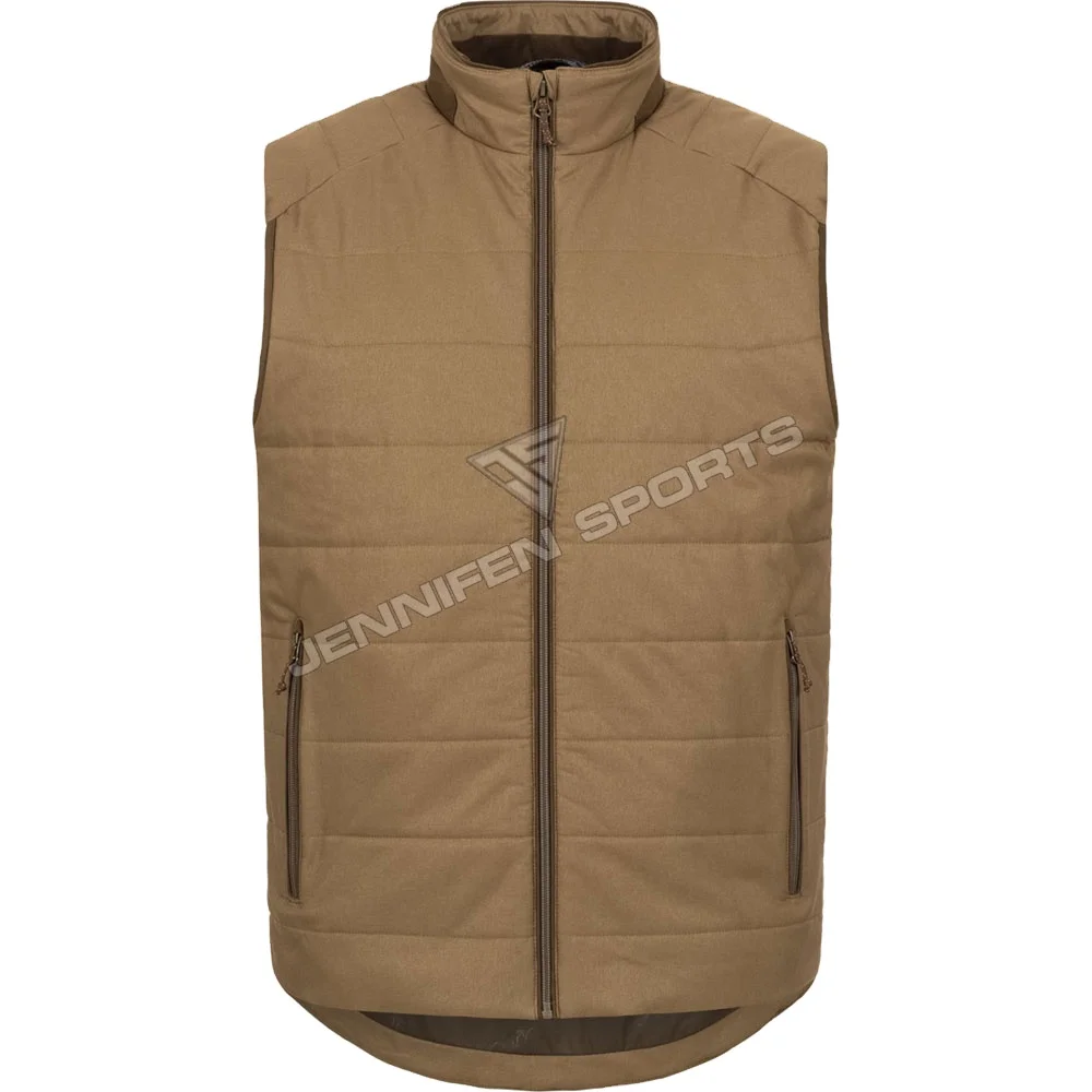Winter Custom Hunting Padded Vest Men Shell Material 100% Cotton Fabric Zipper Closing Side Pockets Inside Polyester Lining