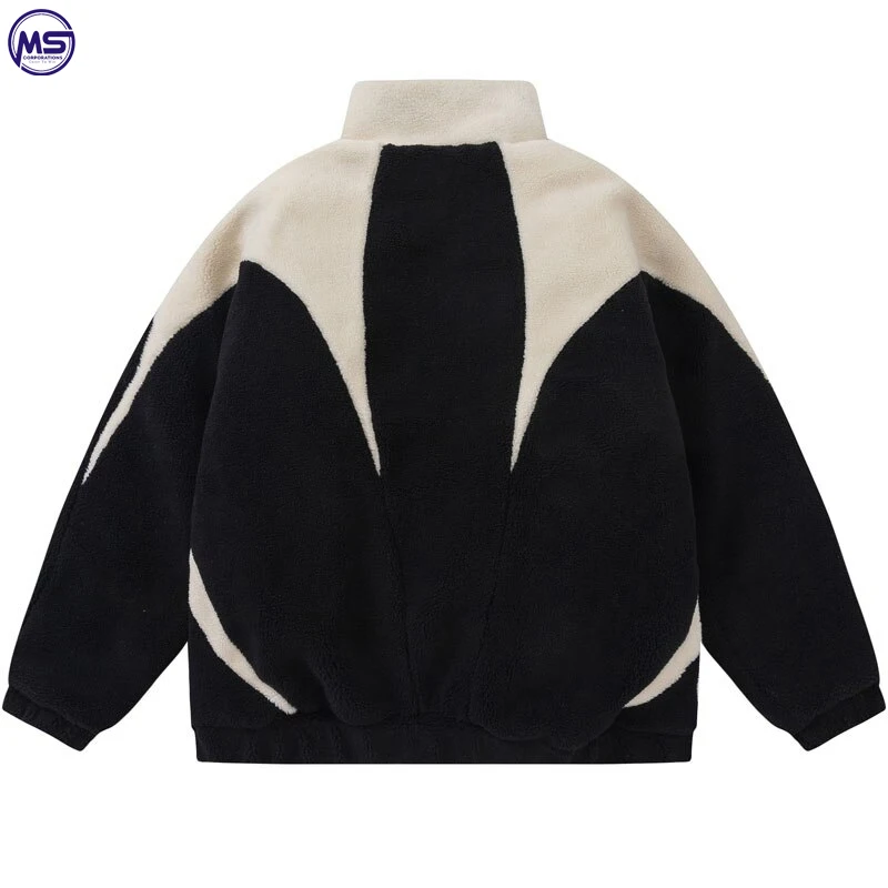 Wholesale Custom Solid Color Zipper Loose Long Sleeve Sherpa Winter Coat Polar Fleece Jacket Street Fashion Jackets For Men