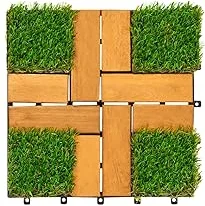 FG-VCG-AA Anti-Slip Indoor/Outdoor Decor Floor Tile Polished Acacia Wood Blend Grass Tile for Balcony Room Natural Heat Decor