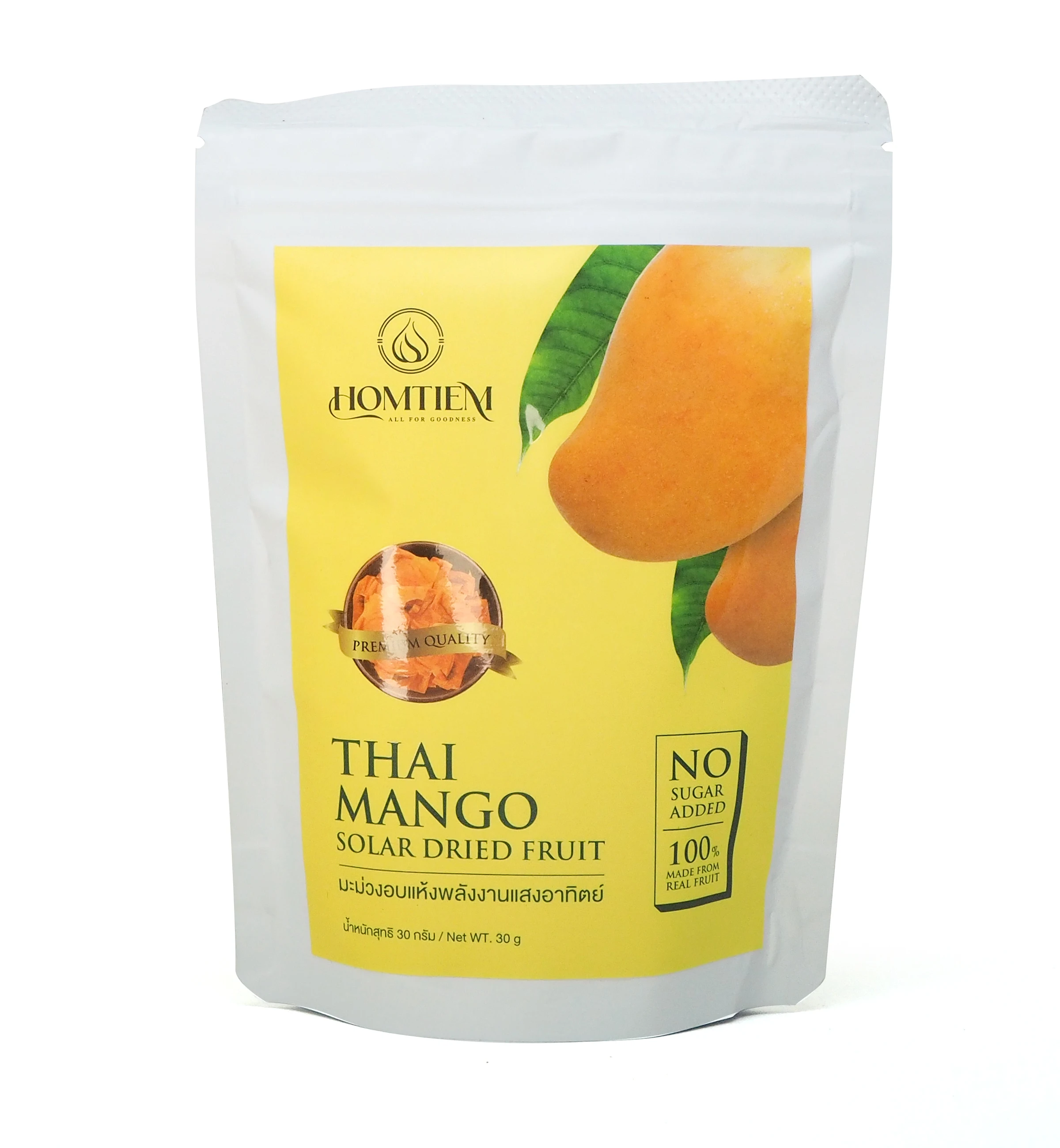 Homtiem Thai Mango 1.05Oz (30g.) Solar Dried Fruit (Good Manufacturing Practice GMP) Healthy and Tasty for Everyone