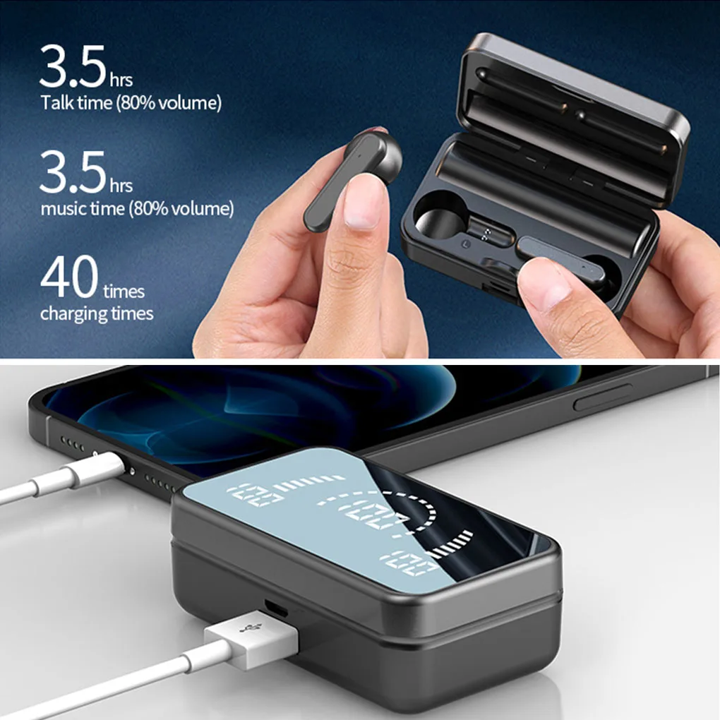 S20 Mirror Bluetooth 5.2 Wireless Earphones With 3D Touch Waterproof Wireless Headsets With Mic LED Stereo Audio Sport Earbuds