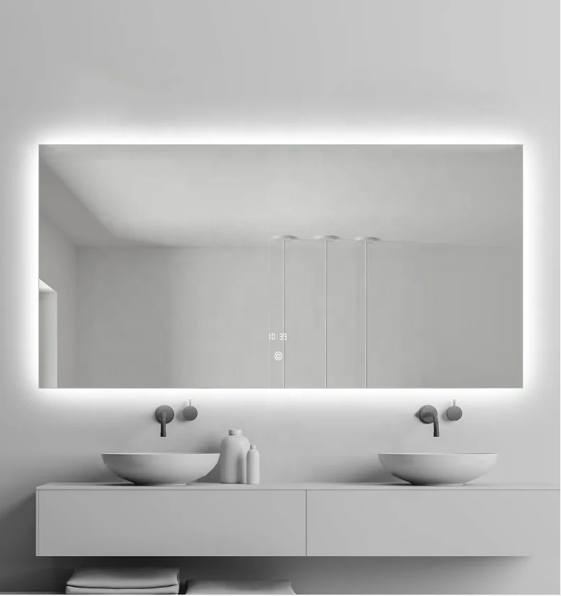 LED Bathroom Lighted Mirror with Blue-tooth Antifog Dimmable Vanity Touch Home Mirror