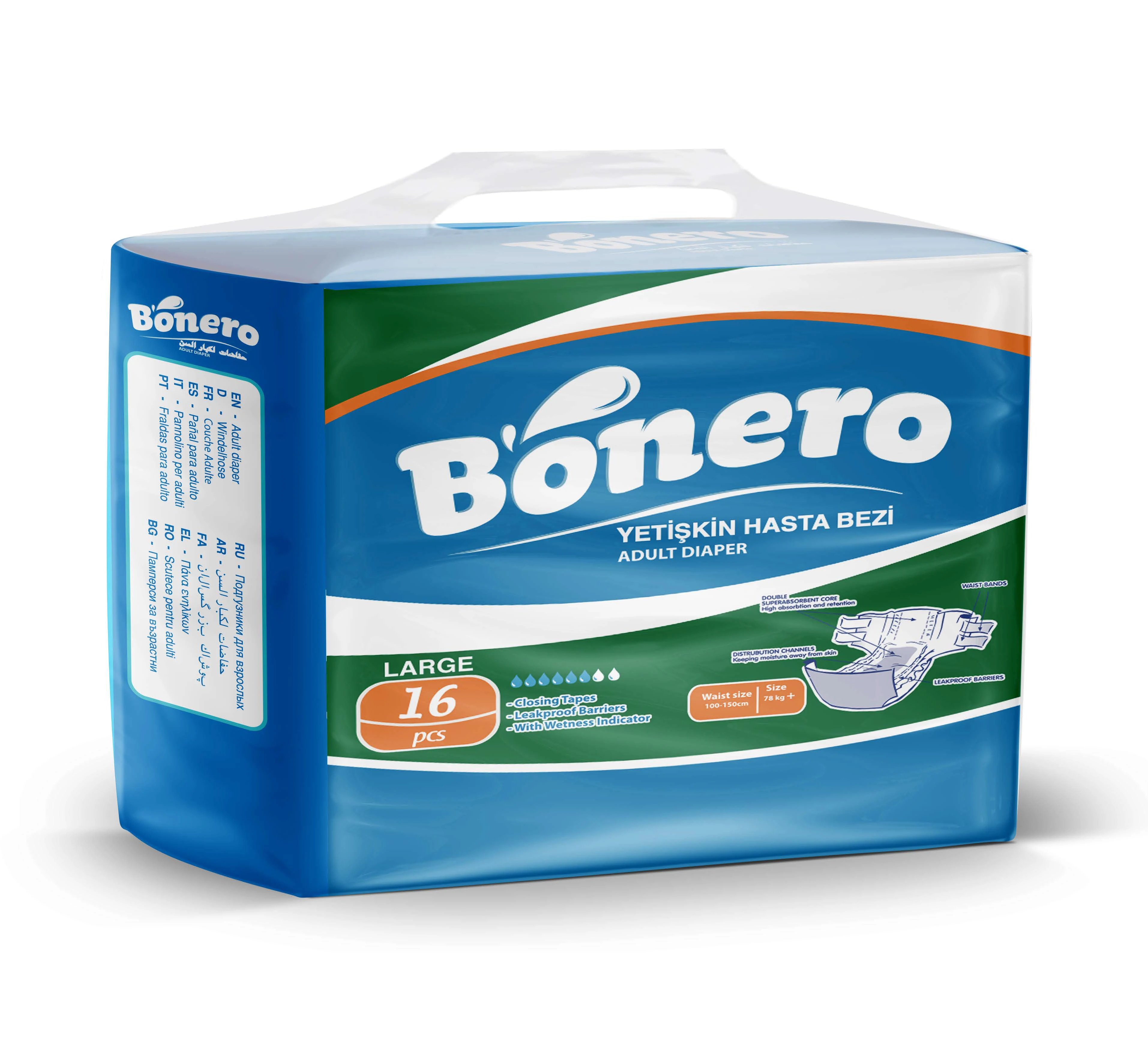 Adults diapers Bonero High quality 10psc per pack Supplier in Turkey Large Disposable diapers Adult care products turkish  Manuf