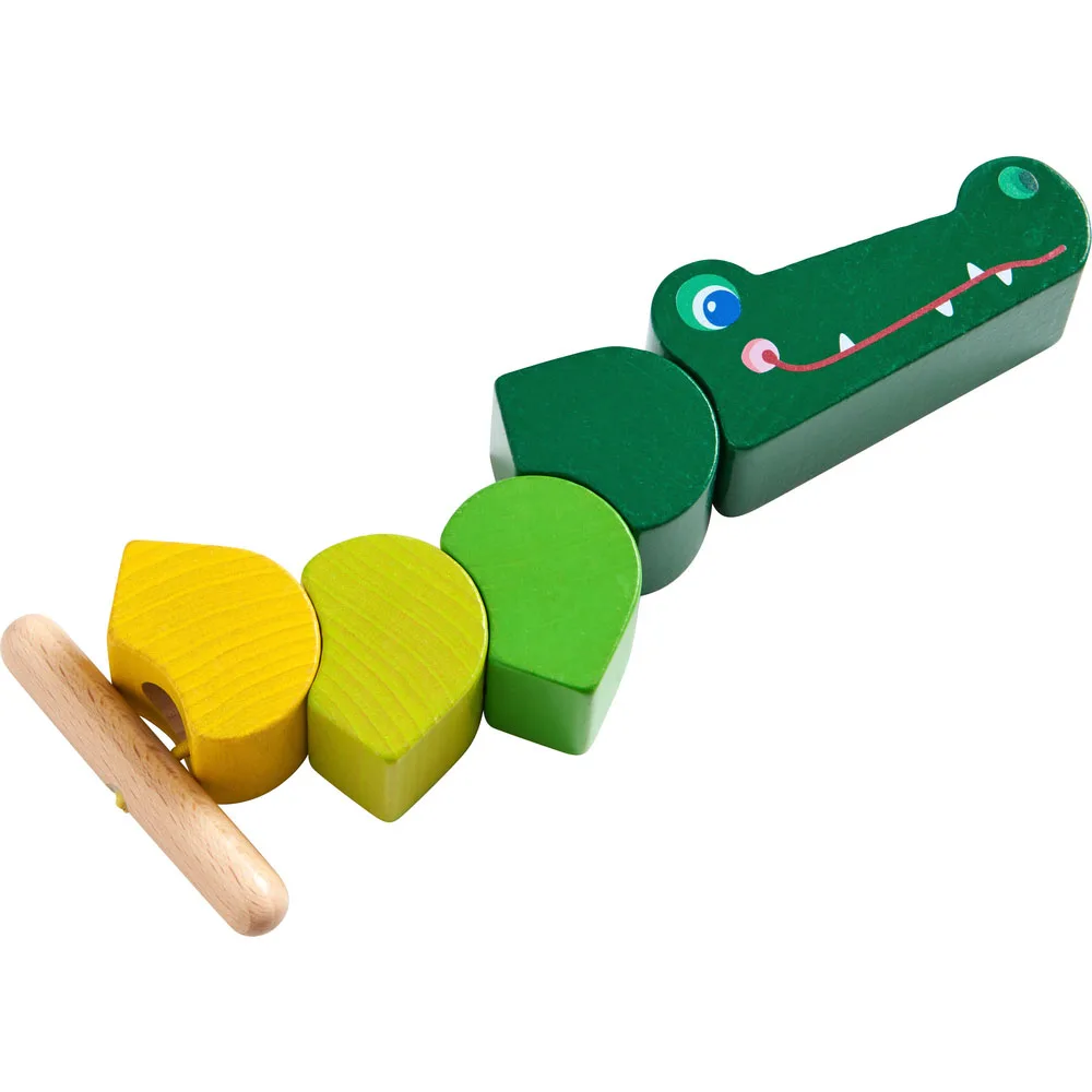 Amazon hot selling item Low MQO Wooden Threading game croc Educational Toys