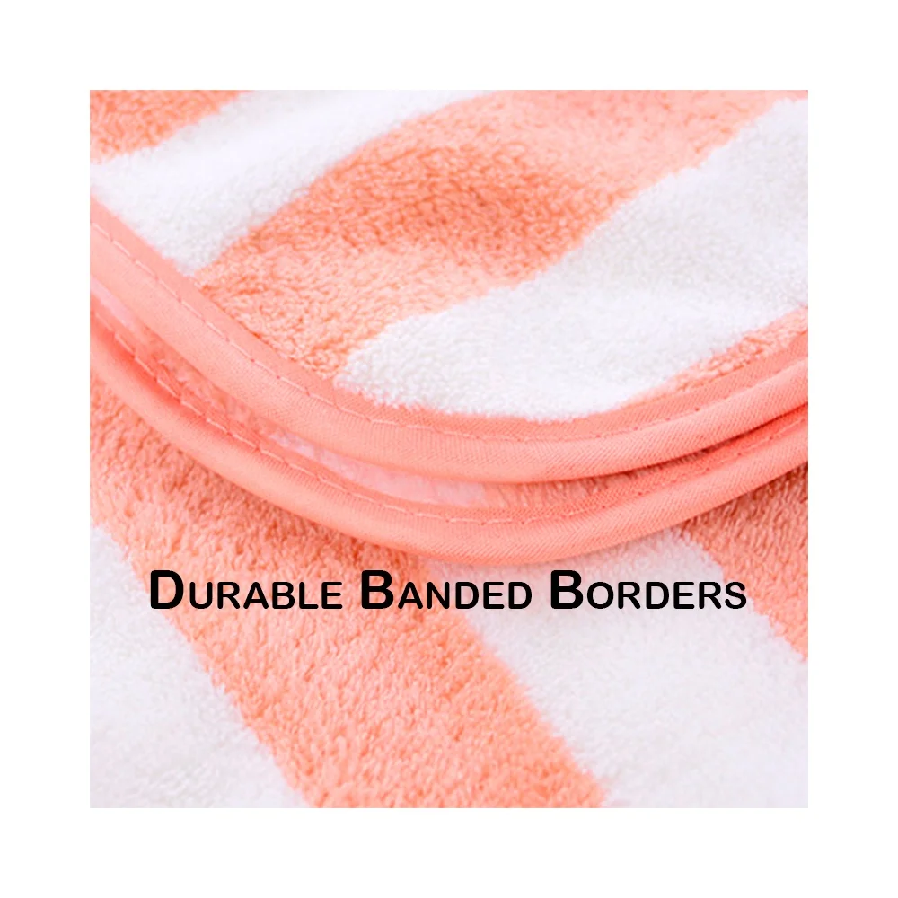 Best Value for Money Cabana Stripe Beach Towel Coral Fleece Made From Dyed Microfiber Yarns by Direct Microfiber Manufacturer