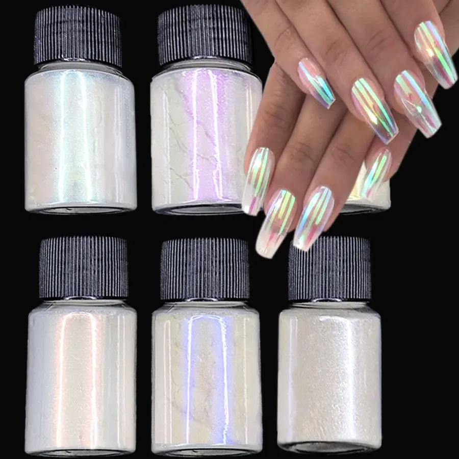 Mermaid Glitter Chrome Holographic Nail Art Acrylic Powder Aurora Pigment For Nails Dipping Powder