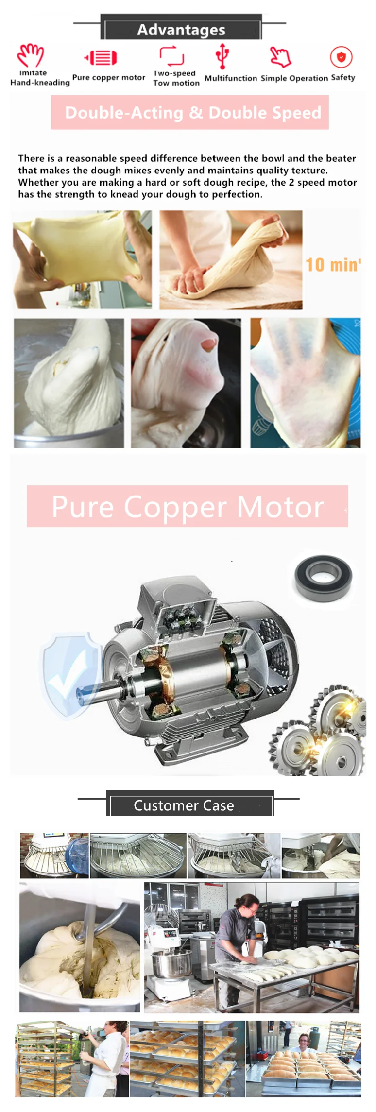 Commercial Restaurant stainless Steel 60l double speed spiral bread mixer machine 25 kg flour price in india philippines 20L OEM