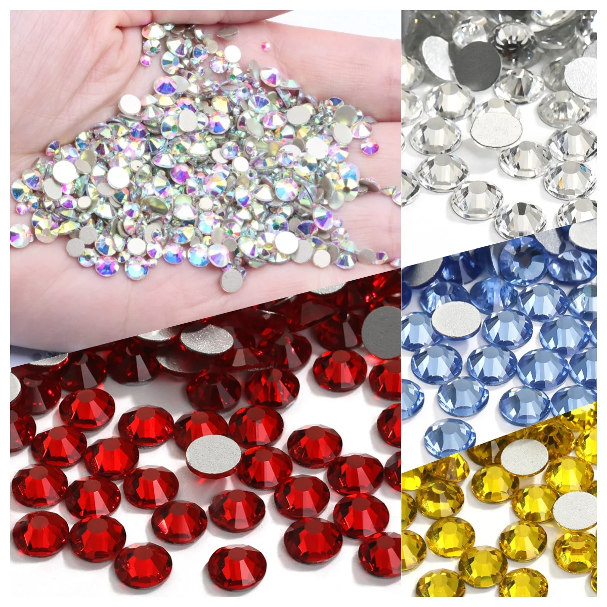 AW Wholesale AB Color Glass Rhinestones 2mm 3mm 4mm 5mm 6mm Non Hot Fix Flatback Crystal Stones For DIY Crafts accessories